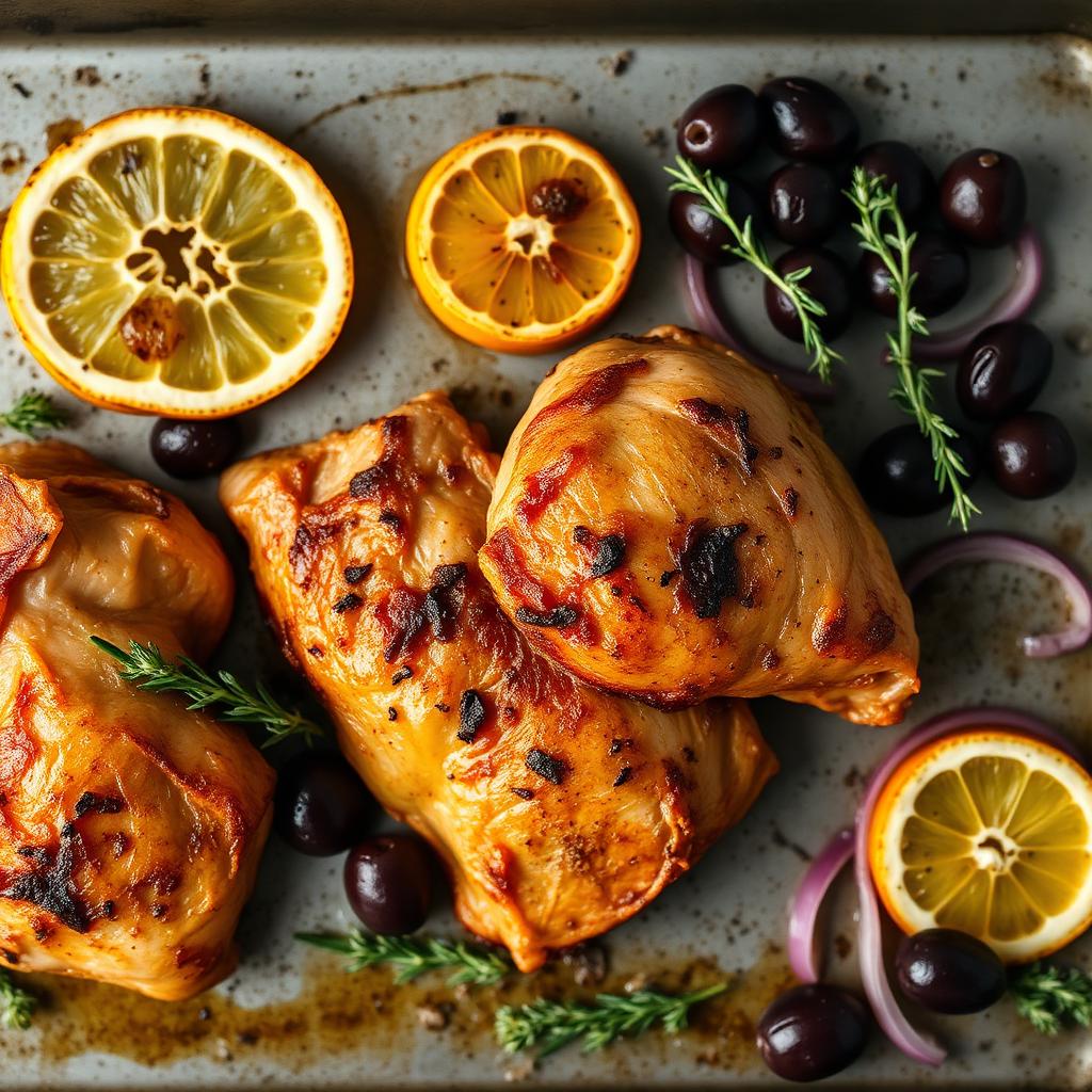 Sheet-Pan Crispy Chicken Thighs with Lemon & Olives