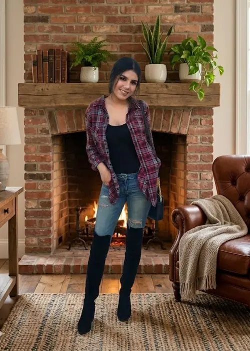 casual-looks-black-knee-high-boots-with-jeans